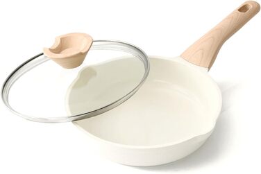 Сковорода 20 см зі скляною кришкою, біла Kordisen
