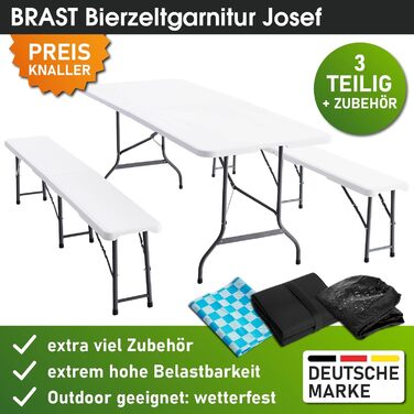 Комплект із 3 предметів стіла та лавок білий BRAST