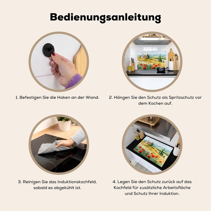 Фартух для плити, кухонний фартух, вініл, 78x52 см, декор для кухні, облицювання стіни, кришка для плити - сіро-чорна (квітковий пейзаж, 52,2Д x 80,2Ш см)