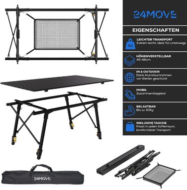 Складной кемпинговый черный стол 24MOVE