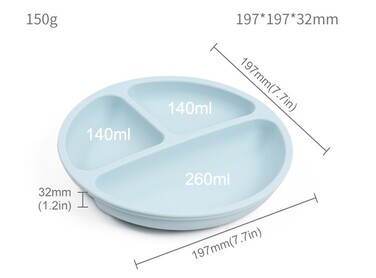 Набор детской посуды из силикона 9 предметов, серый Vialex
