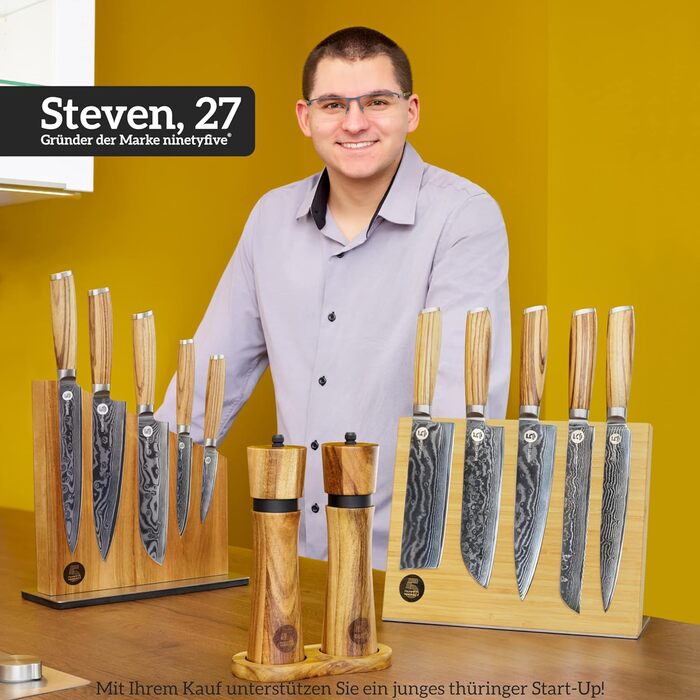 Высококачественный магнитный блок для 10 ножей из древесины грецкого ореха ninetyfive