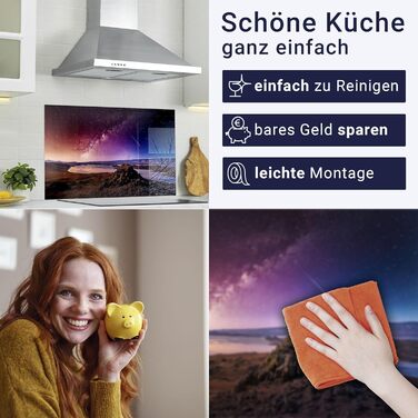 Кухонний фартух timalo зі скляним виглядом Акрилове скло 2 мм Бризкозахисна стіна для плити, скляний фартух, акрилова скляна настінна панель, захисна панель для фартуха Бетонно-блакитно-сірий (60x52 см, 204- Чумацький Шлях)