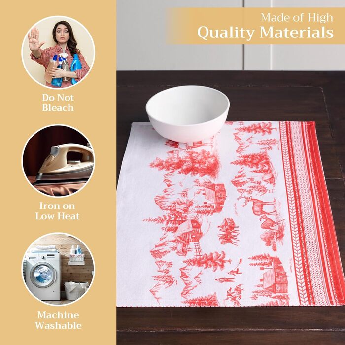 Бавовняні килимки для серветок, набір з 4 шт. , декоративні килимки для серветок, пасхальні килимки, що миються, для свят, вечерь, весни, літа (33 см x 48 см) (25 - Зимова радість), 39Hermine 100