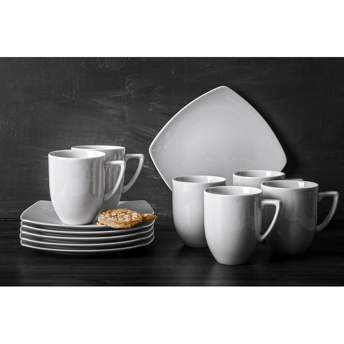 Набор посуды konsimo Combi на 12 персон Набор тарелок CARLINA Modern 36 предметов Столовый сервиз - Сервиз и наборы посуды - Комбинированный сервиз 12 персон - Сервиз для семьи - Посуда Столовая посуда (Комбинированный сервиз 12 шт., белый)