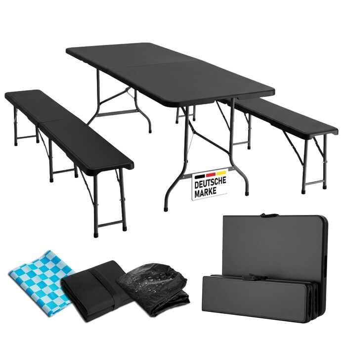 Комплект із 3 предметів стіл та лавки чорні BRAST