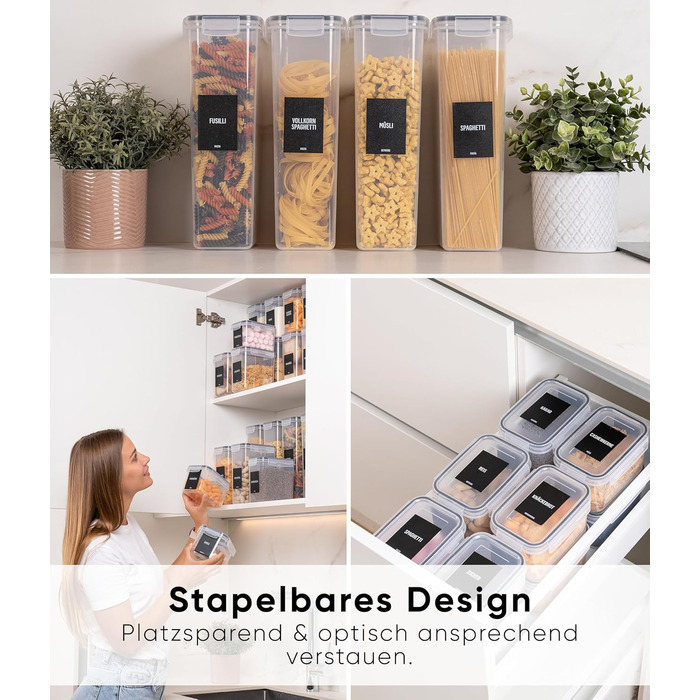 Набор из 4 контейнеров для хранения 2,8 л, прозрачный/черный Deco haus