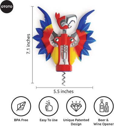 Відкривач для пляшок 2-в-1 Папуга OTOTO