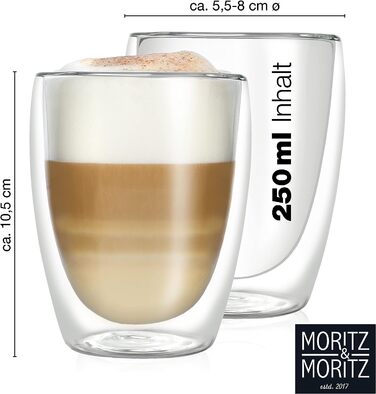 Склянка для капучіно з подвійними стінками 250 мл, набір 6 предметів Barista Torino Moritz & Moritz
