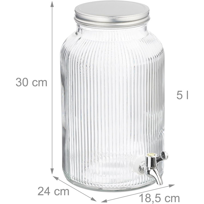 Диспенсер для напоїв з краном та кришкою 5 л Relaxdays