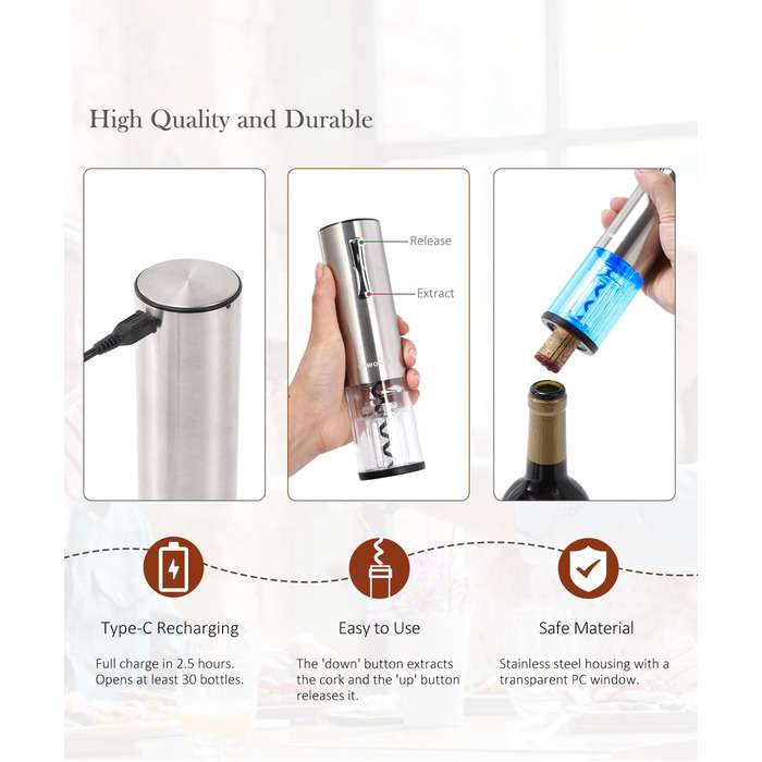 Електричний штопор для вина WIWONEY