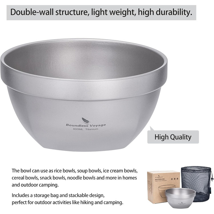 Набор титановых лоханок с двойными стенками 500 и 800 мл Boundless Voyage