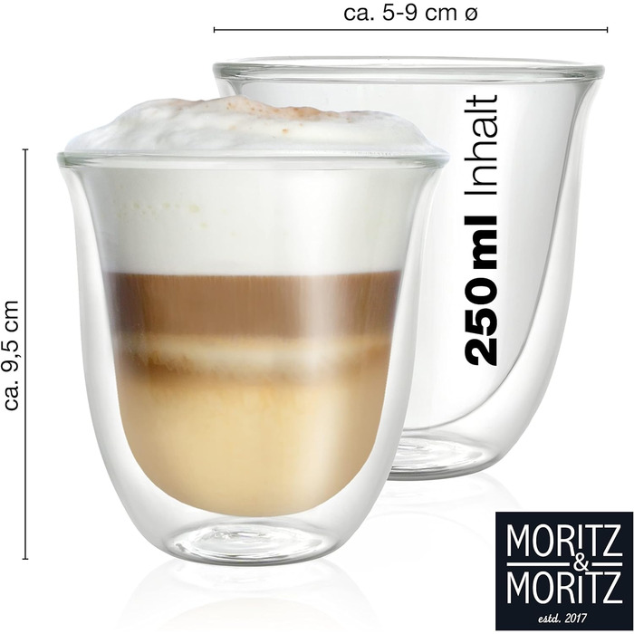 Склянка для капучіно з подвійними стінками 250 мл, набір 4 предмети Barista Torino Moritz & Moritz