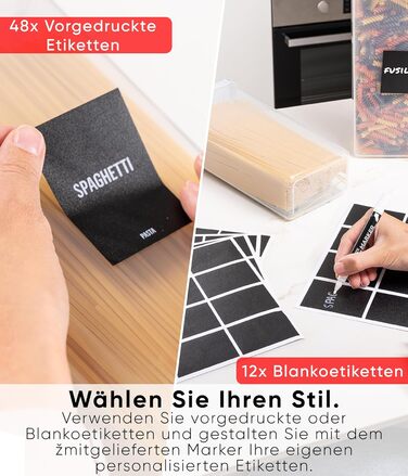 Набор из 12 контейнеров для хранения 800 мл, прозрачный/черный Deco haus