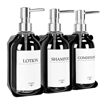 Набір з 3 дозаторів рідкого мила 500 мл з настінним тримачем, прозорий колір HCYWOC