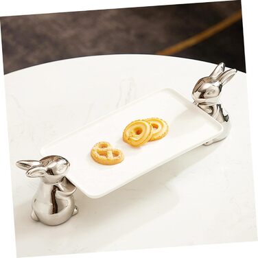 Керамічний піднос з милим кроликом срібний VICASKY