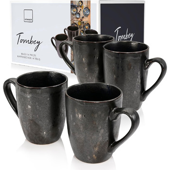 Співачка Набір кавових кухлів Tombey з кераміки, ручної роботи, набір чашок для кави з 4 предметів, сучасний дизайн Кавова кружка 300 мл 4 шт.