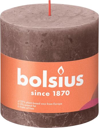 Свічка Bolsius Rustic Pillar XXL - 3 шт. и - 10 x 10 см - Декоративні побутові свічки - Час горіння 62 години - Без запаху - Містить натуральний рослинний віск - Без пальмової олії (Taupe)