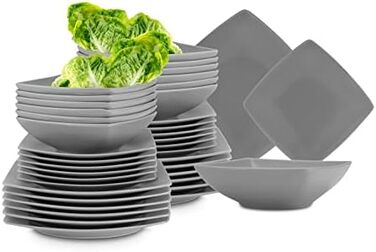 Набір посуду konsimo 12 персон Набір тарілок EPIRI Modern 36 предметів Столовий сервіз - Сервіз та набори посуду - Комбінований сервіз 12 персон - Сервіз для сім'ї - Посуд тарілки (сірі, на 12 персон)