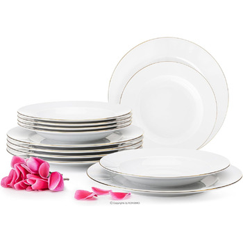 Набір посуду konsimo 12 персон - Набір MUSCARI - Столовий сервіз - Сервіз та набори посуду - Сервіз та набори посуду Сім'я - Тарілки обідні, десертні тарілки та супниці - (Gold Line, 12 шт. )
