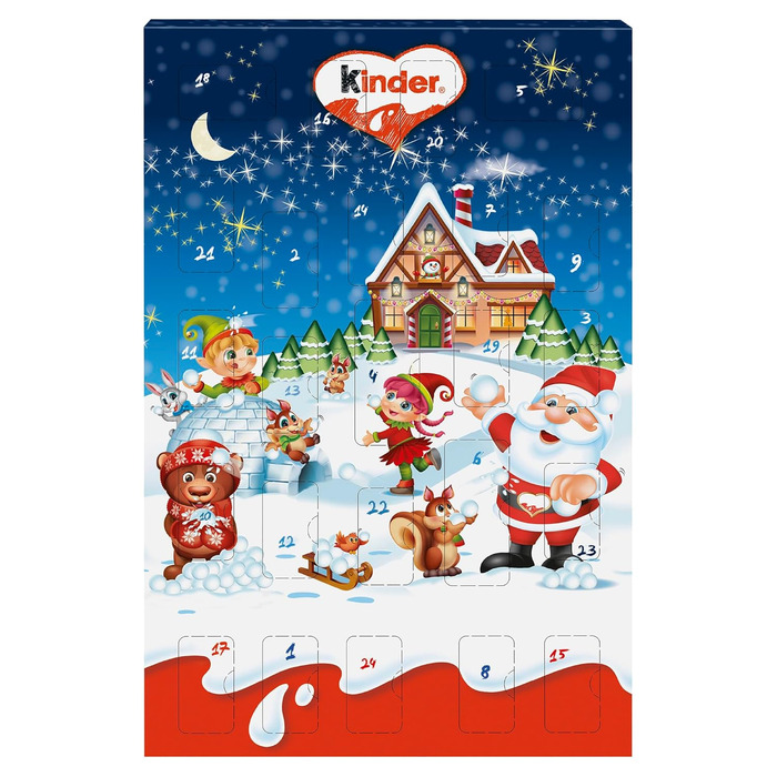 Різдвяний адвент-календар, 24 шоколадні делікатеси 150 г Mini Mix Kinder