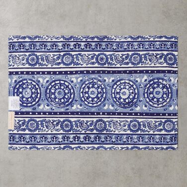 Бавовняні килимки для серветок, набір з 4 шт. , декоративні килимки для серветок, пасхальні килимки, що миються, для свят, вечерь, весни, літа (33 см x 48 см) (014 - Melodie Bleue), 39Hermine 100