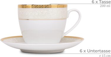 Набор кружек konsimo 18 предметов - набор чашек для капучино - фарфор - сейф для мытья в посудомоечной машине - 6 персон (золото Agawa, 2)