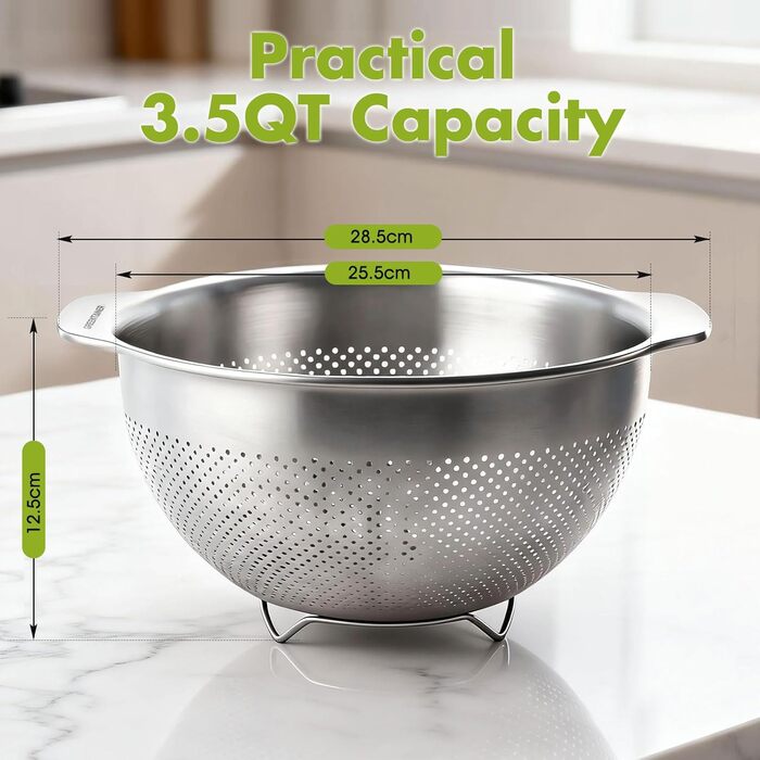 Кухонний друшляк-сито з 2 ручками 25 см Greentainer