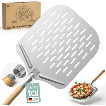 Лопатка для піци 30,5 x 30,5 см перфорована з дерев'яною ручкою 24,5 см Blumtal
