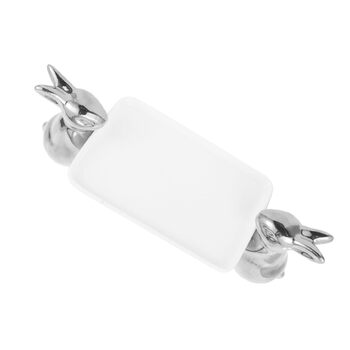 Керамічний піднос з милим кроликом срібний VICASKY