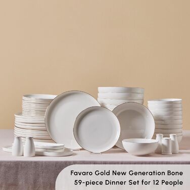 Набір посуду Karaca Streamline Favaro Gold із 56 предметів елегантна золота акцентна кістка нового покоління для вишуканого оформлення столу та універсального використання