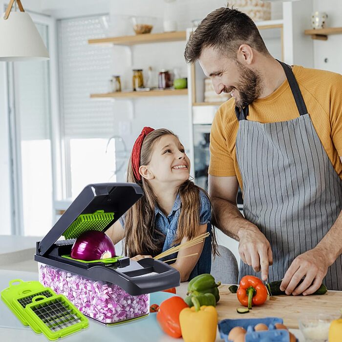 Універсальна овочерізка 16 в 1, сіро-зелений колір Etievort