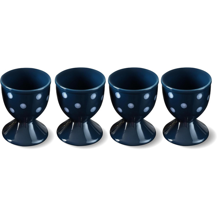 Керамічні чашки для яєць Cinf у горошок, великодній подарунковий набір із 4 порцелянових підставок для сніданку, міцні, легко миються, багаторазові, великодній подарунок (синя крапка)