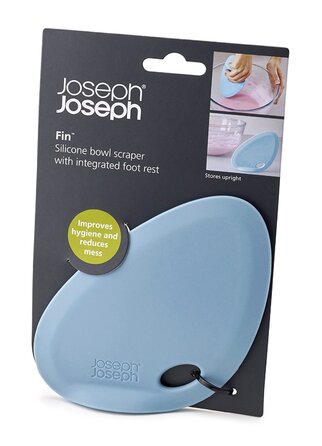 Скребок для миски силіконовий з підставкою синій Fin Joseph Joseph