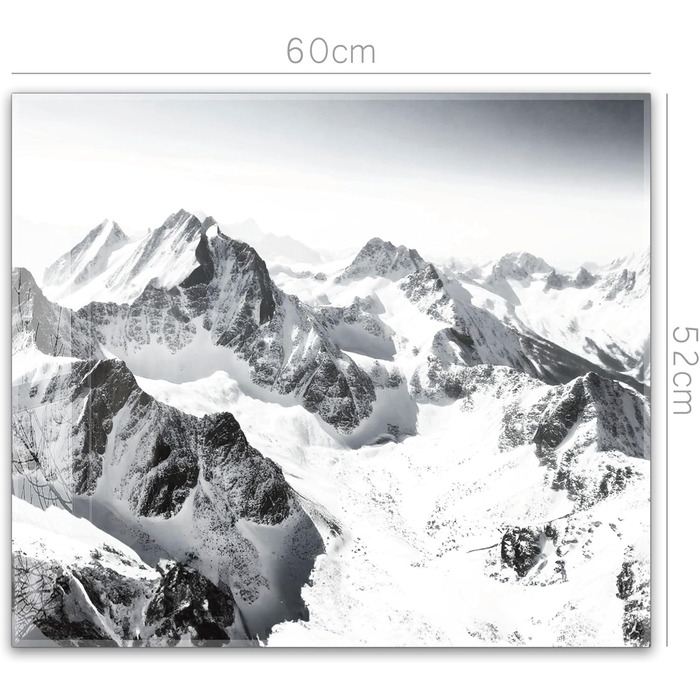 Кухонний фартух timalo зі скляним виглядом Акрилове скло 2 мм Бризкозахисна стіна для плити, скляний фартух, акрилові скляні стінові панелі, захисна панель для фартуха Бетонно-блакитно-сірий (60x52 см, 236- Гори Чорно-білий)