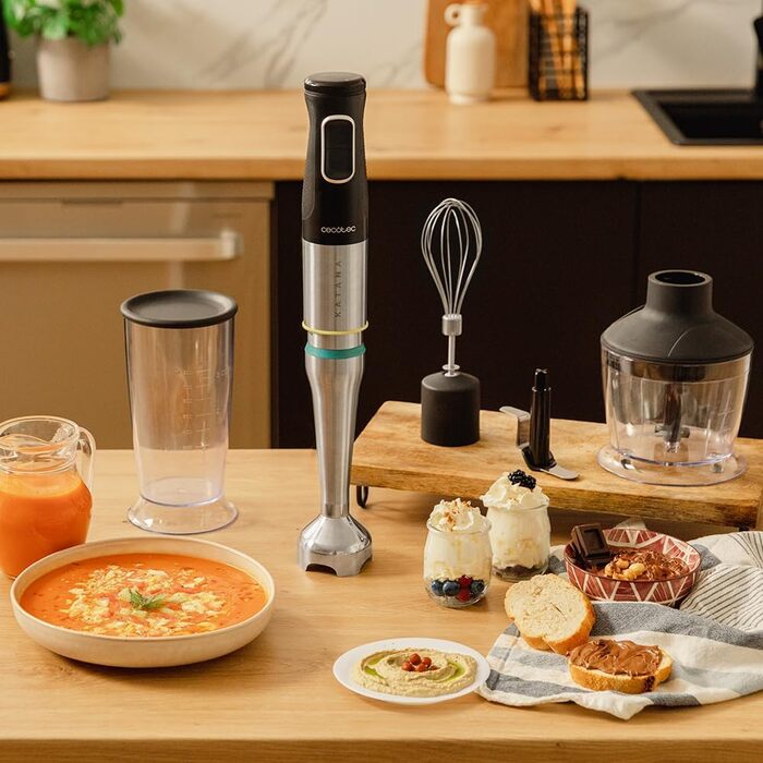 Ручний блендер 1500 Вт Katana сірий з аксесуарами, набір 4 предмети Cecotec