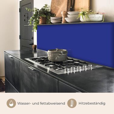 Кухонний фартух 60x250 см, самоклеючий фартух, кухонний фартух, кухонний фасад, самоклеючі кухонні фартухи - Осінь (Однотонний - Синій, 60 x 200 см)