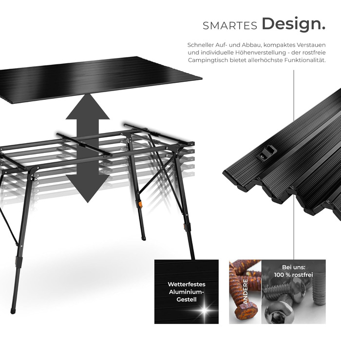 Складной алюминиевый стол для кемпинга 120 x 70,5 см tectake