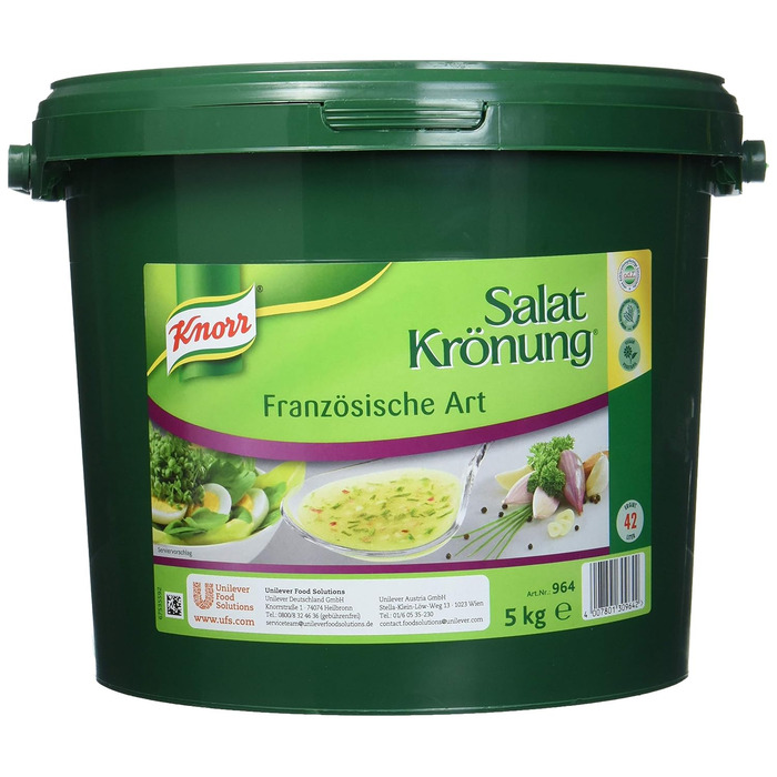 Заправка для салату Knorr Salad Dressing Art (легка у приготуванні заправка для салату, універсальна заправка для салату) 1 упаковка (1 x 1 кг) (французька, 5 кг (1 упаковка))