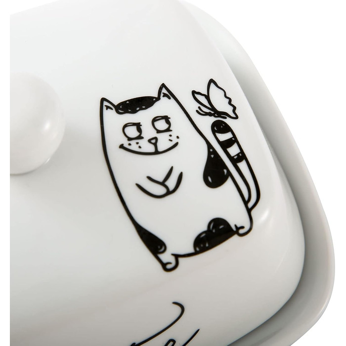 Маслянка з ручкою для 250 г вершкового масла, високоякісна кераміка, білий колір з квітковим та бджолиним візерунком, порцеляна, класична маслянка, дзвіночок для масла, маслянка, контейнер для масла, коробка для масла, можна мити в посудомийній машині (ка