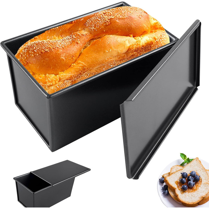 Форма для выпечки хлеба прямоугольная 21 x 11 x 10 см с крышкой, черная BORDEAG