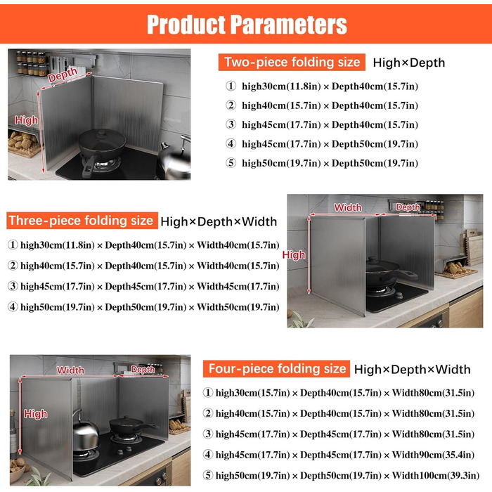 Складаний кухонний бризкозахисний екран 45 х 40 см SXKJQER