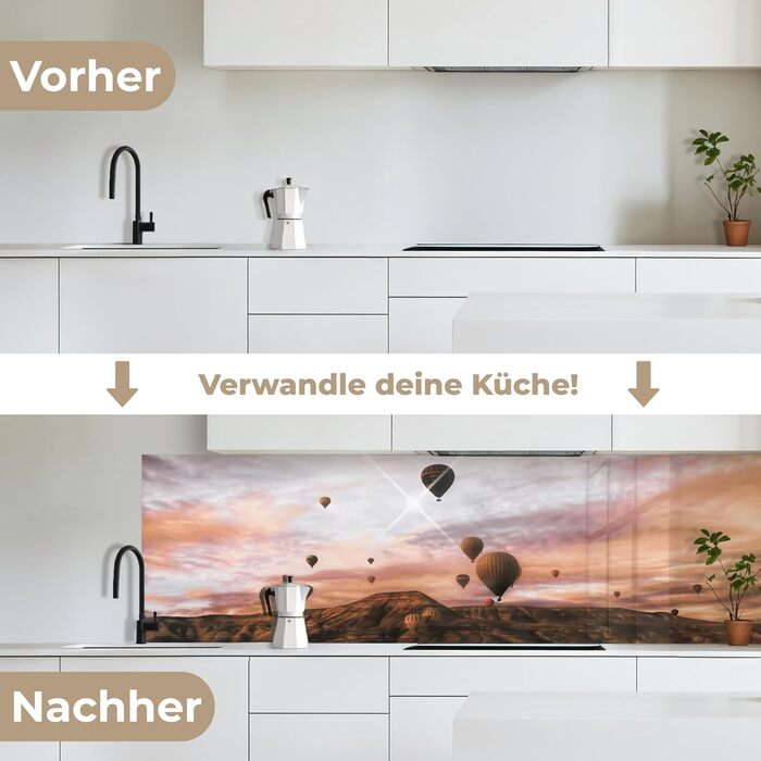 Кухонний фартух 60x80 см Самоклеючий захисний екран для кухні Кухонний фартух Кухонні фасади Кухонні фартухи Кухонна стіна Вода - Пейзаж - (Пейзаж - Повітряна куля, 60 x 200 см)