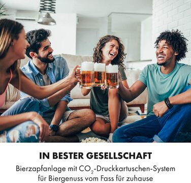 Аппарат для розлива пива с охлаждением Пивная система на 5 литров, Ультрабыстрое охлаждение, Регулируемая температура, Система с CO2-картриджами, LCD-дисплей, Черно-золотой (Серебристо-черный)