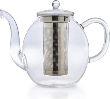 Скляний чайник Creano з кришкою для 500 мл чаю з чайних квітів, чайних троянд і розсипного чаю, а також чайних пакетиків якісний, термостійкий (1,5 л)