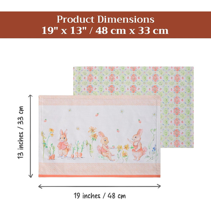 Бавовняні килимки, набір з 4 шт. , декоративні килимки, пасхальні килимки, що миються, для свят, вечерь, весни, літа (33 см x 48 см) (011 - Вечірка з зайчиком), 39Hermine, 100