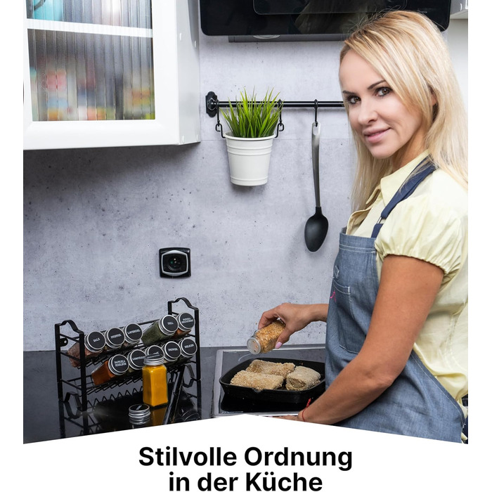 Підставка для спецій дворівнева з 12 баночками, чорна Deco haus