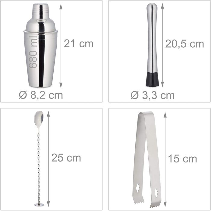 Професійний набір для коктейлів 11 предметів Relaxdays