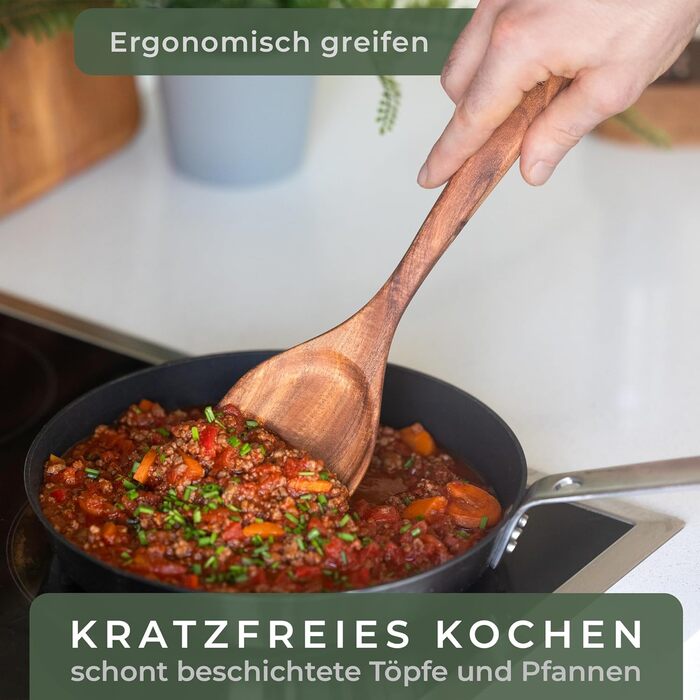 Набір кухонного начиння з тикового дерева, 4 предети з тримачем WALDWERK