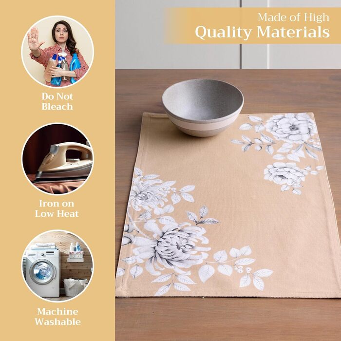 Бавовняні килимки для серветок, набір з 4 шт. , декоративні килимки для серветок, пасхальні килимки, що миються, для свят, вечерь, весни, літа (33 см x 48 см) (21 - Гарна осінь), 39Hermine 100